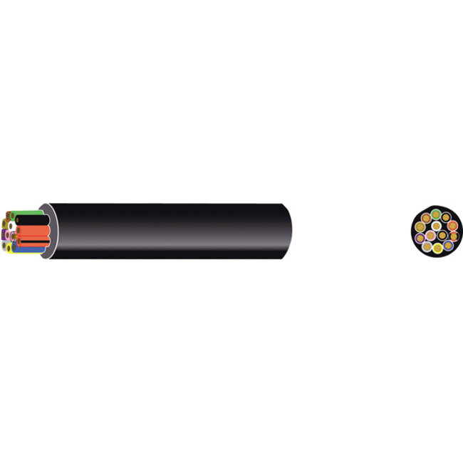 Automarine Ronde pvc kabel zwart 13P> 8x1.50mm² + 5x2.5mm²