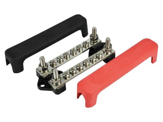 BEP Busbar dubbel 6 terminals, 2 studs