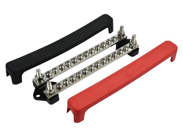 BEP Busbar dubbel 12 terminals, 2 studs