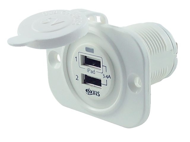 Talamex USB stopcontact dubbel 4.8A wit met flush frame