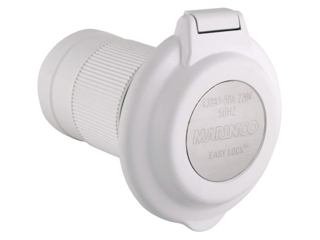 Marinco ΒΊ Inlet 32A Contoured Exp. with Stainless Steel Trim Rear Enclosure