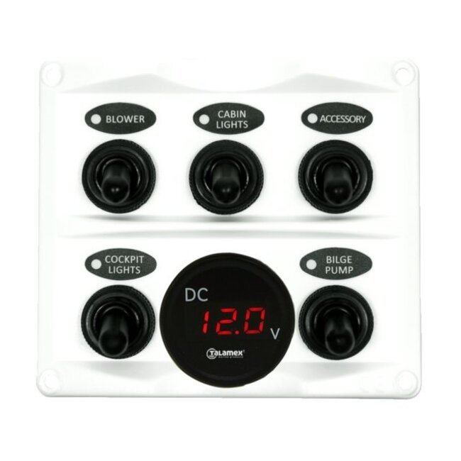 Talamex Schakelpaneel wit met voltmeter 12/24V