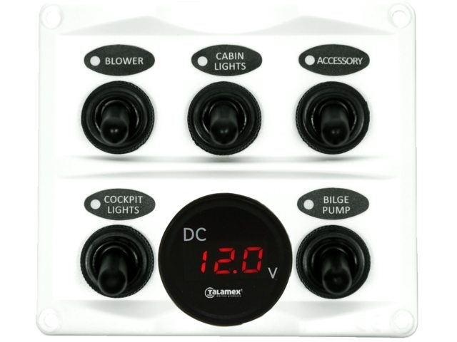 Talamex Schakelpaneel wit met voltmeter 12/24V