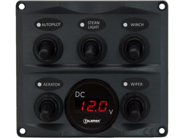 Talamex Schakelpaneel antraciet met voltmeter 12/24V