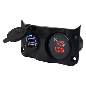 Talamex Wave add-on paneel dubbel USB & Volt/ampere meter