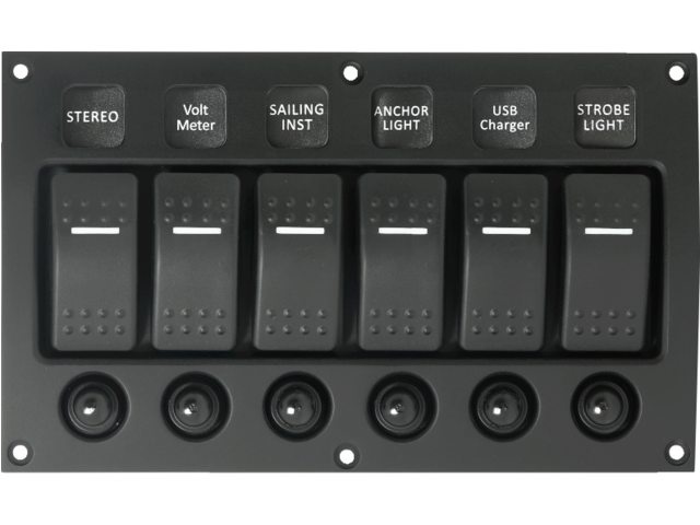Talamex Schakelpaneel curved 6 schakelaars 12/24V