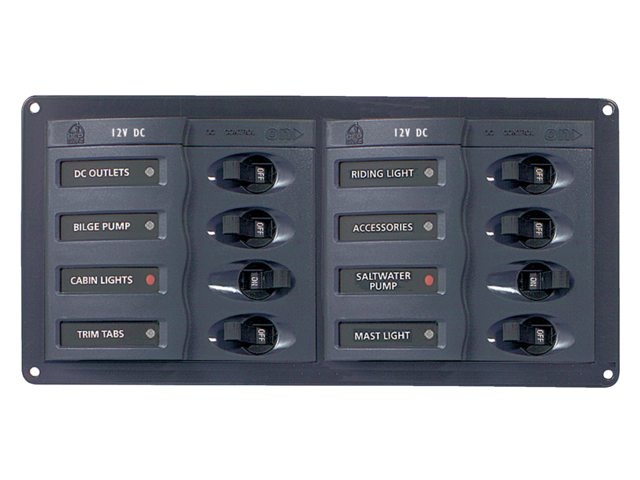 BEP Circuit breaker paneel 12V 8-voudig horizontaal