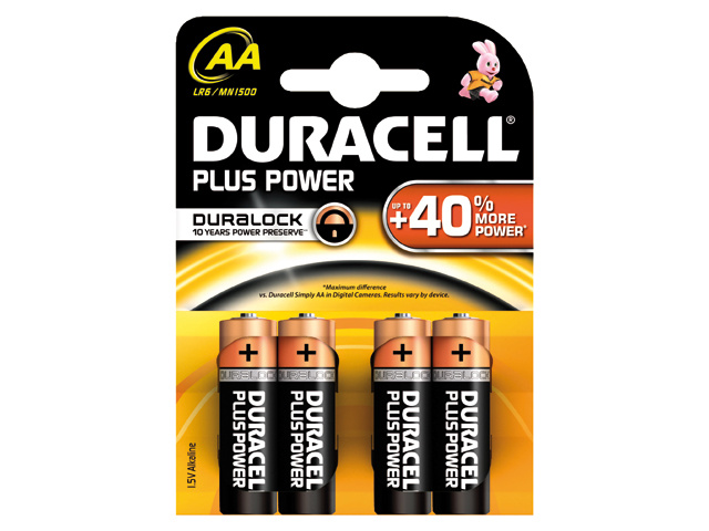 Duracell Batterij plus MN1500. AA. 4-pack