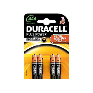 Duracell Batterij plus MN2400. AAA. 4-pack