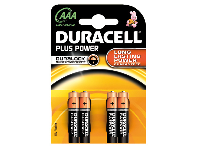 Duracell Batterij plus MN2400. AAA. 4-pack