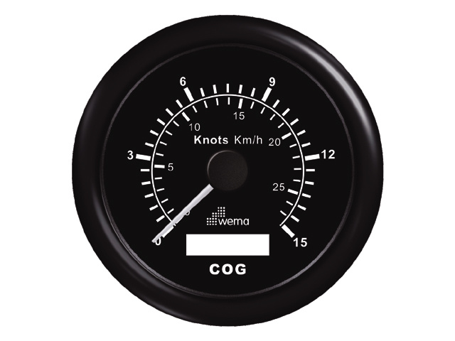 Wema GPS speedometer zwart 15kn/27km