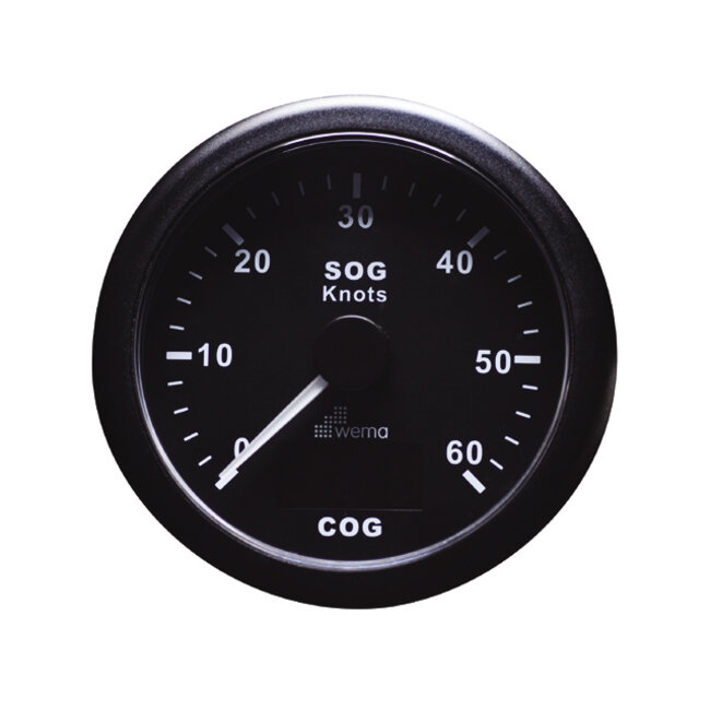 Wema GPS speedometer zwart 60kn/110km