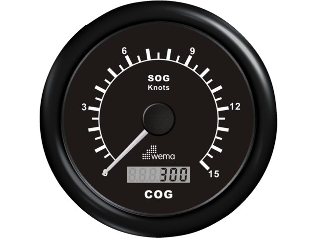 Wema ΒΊ GPS speedometer 0-15 kn zwart incl. antenne