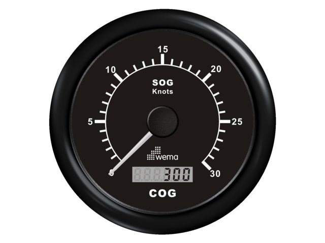 Wema ΒΊ GPS speedometer 0-30 kn zwart incl. antenne