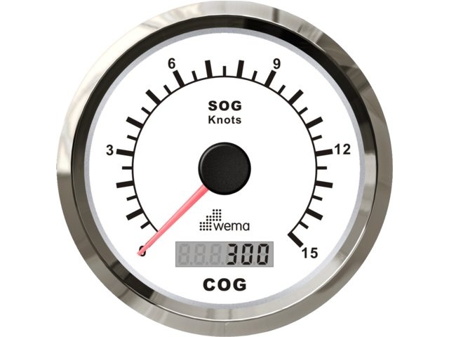 Wema ΒΊ Silver serie GPS speedometer 0-15 kn wit incl. antenne