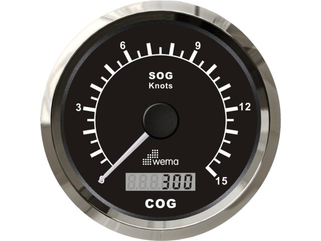 Wema ΒΊ Silver serie GPS speedometer 0-15 kn zwart incl. antenne