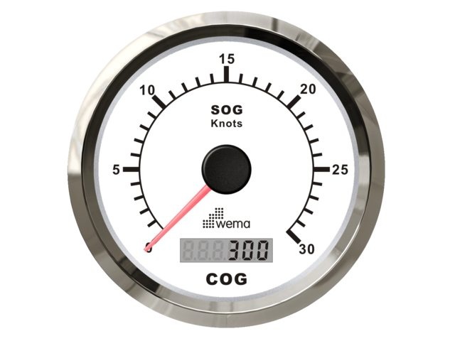 Wema ΒΊ Silver serie GPS speedometer 0-30 kn wit incl. antenne