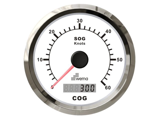 Wema ΒΊ Silver serie GPS speedometer 0-60 kn wit incl. antenne