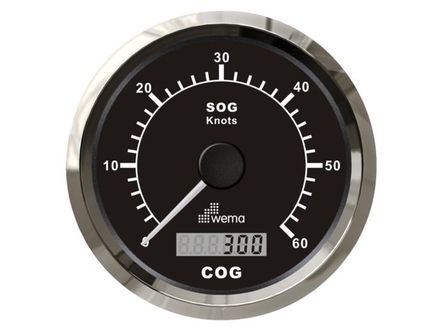 Wema ΒΊ Silver serie GPS speedometer 0-60 kn zwart incl. antenne