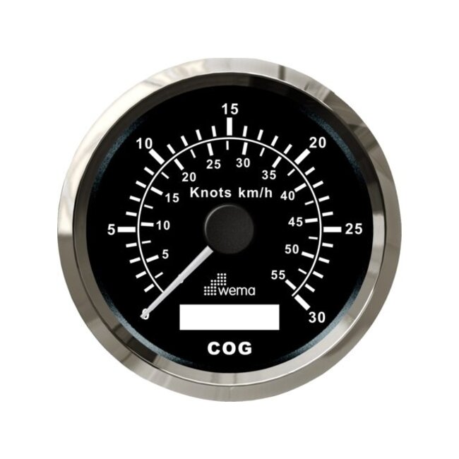 Wema Silver serie GPS speedometer black 30kn/54km