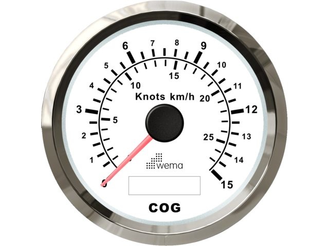 Wema Silver serie GPS speedometer wit 15kn/27km