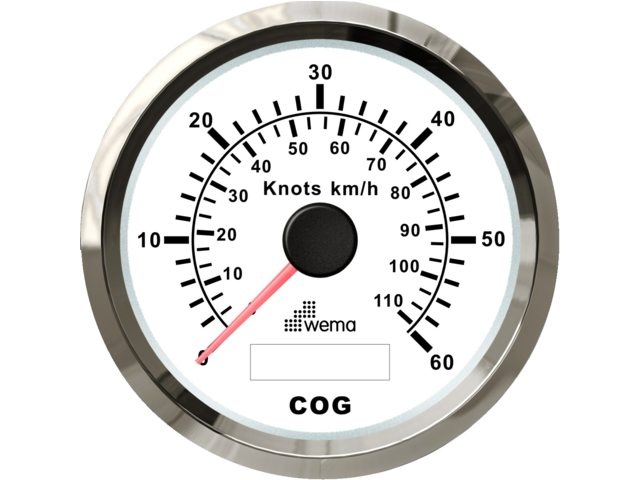 Wema Silver serie GPS speedometer wit 60kn/110km