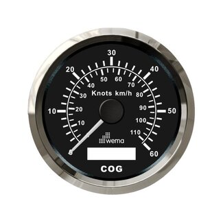 Wema Silver serie GPS speedometer zwart 60kn/110km