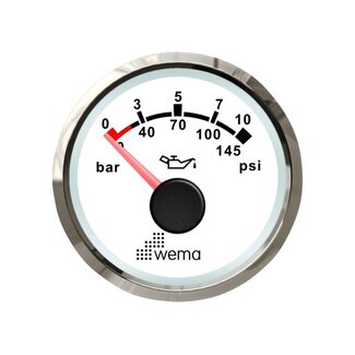Wema Silver serie oliedruk 10 bar meter NMEA2000 wit