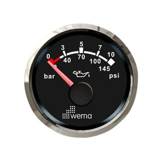 Wema Silver serie oliedruk 10 bar meter NMEA2000 zwart
