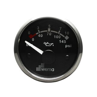 Wema Silver serie oliedruk meter zwart 10bar
