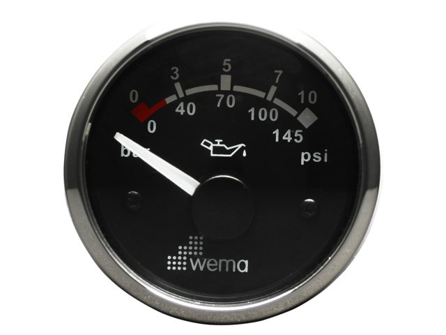 Wema Silver serie oliedruk meter zwart 10bar