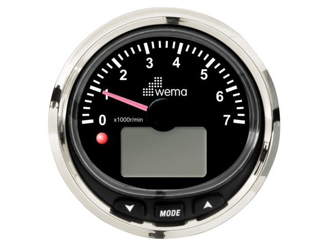 Wema Silver serie toerenteller 7000 rpm NMEA2000 wit