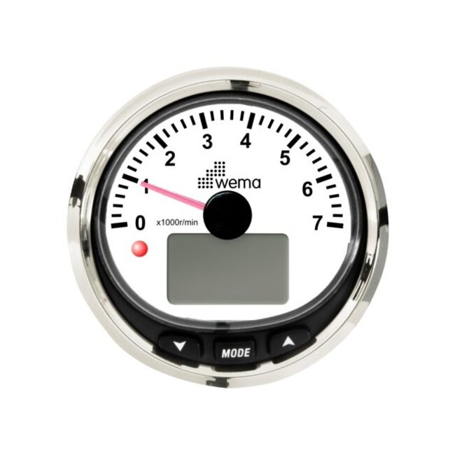Wema Silver serie toerenteller 7000 rpm NMEA2000 zwart