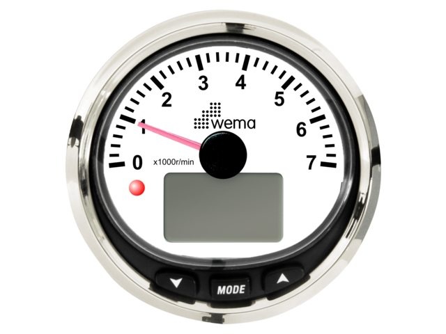 Wema Silver serie toerenteller 7000 rpm NMEA2000 zwart