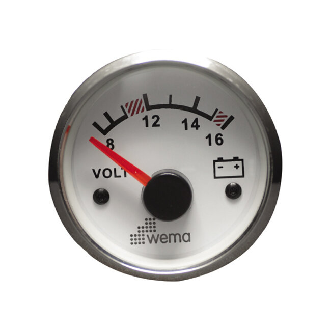 Wema Silver serie voltmeter 12V wit