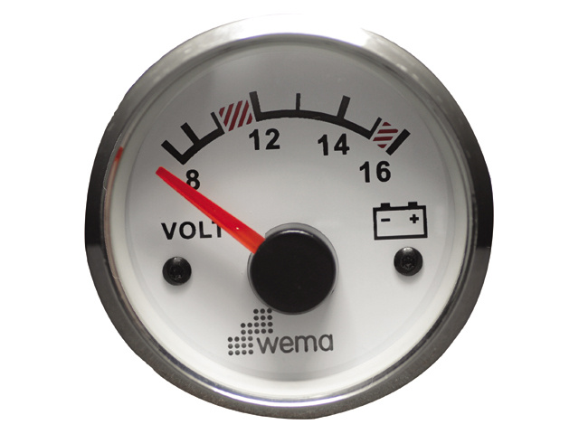 Wema Silver serie voltmeter 12V wit