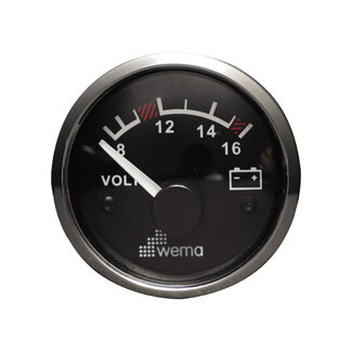 Wema Silver serie voltmeter 12V zwart