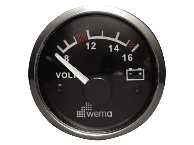 Wema Silver serie voltmeter 12V zwart