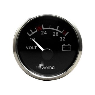 Wema Silver serie voltmeter 24V zwart