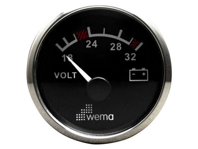 Wema Silver serie voltmeter 24V zwart