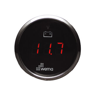 Wema Silver serie voltmeter LED 12V zwart