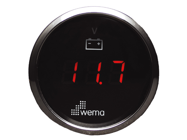 Wema Silver serie voltmeter LED 12V zwart