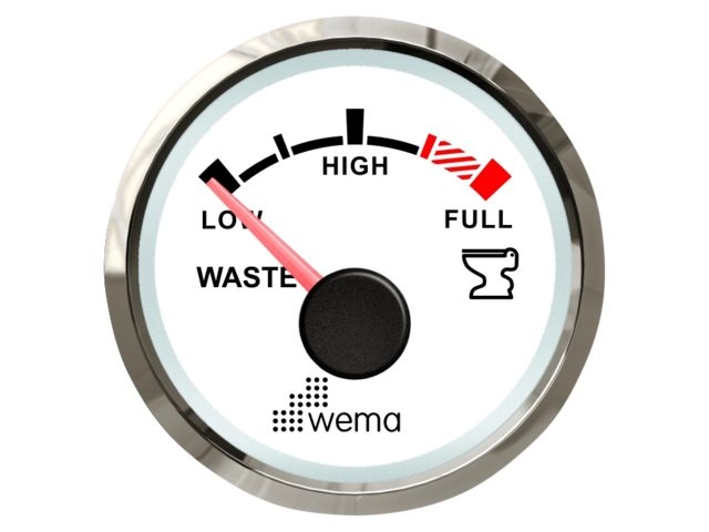 Wema Silver serie vuilwater tankmeter NMEA2000 wit