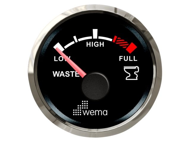 Wema Silver serie vuilwater tankmeter NMEA2000 zwart