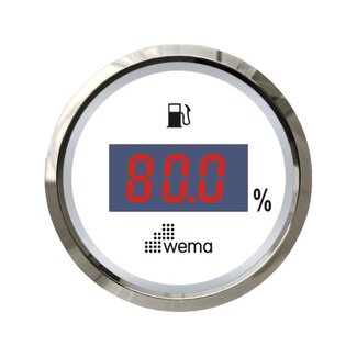 Wema Tankmeter brandstof digitaal 0-190 ohm wit silverline