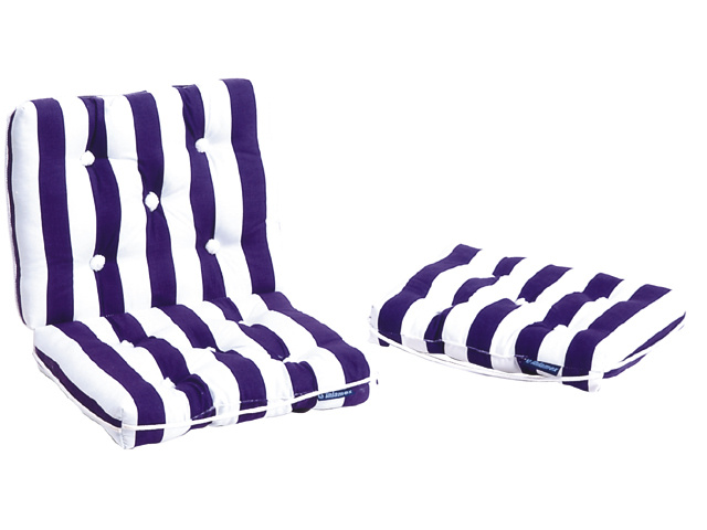 Talamex Kapok kussen blauw/wit gestreept dubbel en enkel