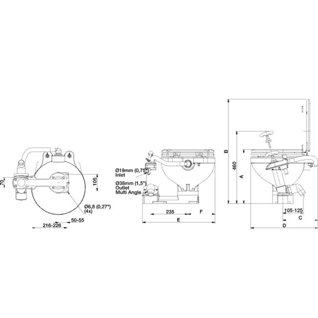 Johnson Pump AquaT handpomp scheepstoilet, compact pot