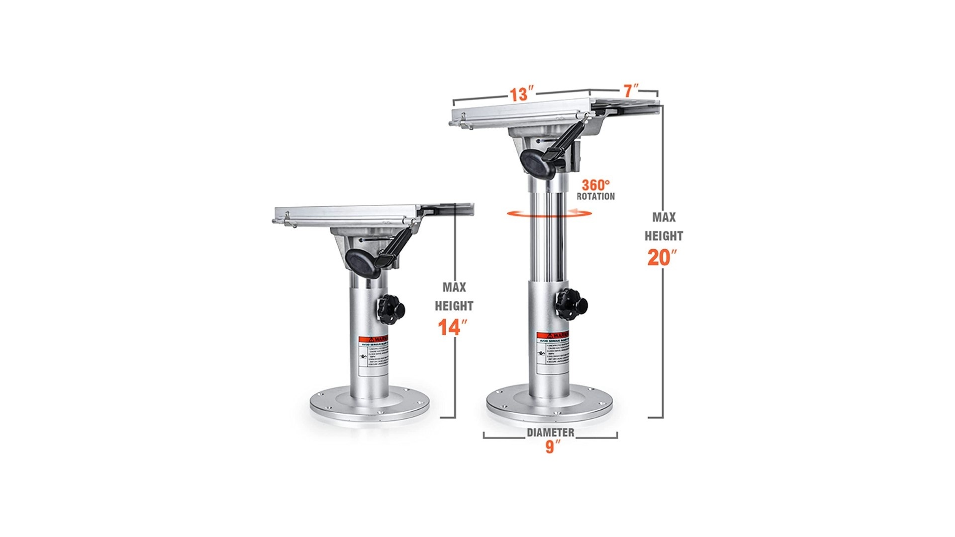 Titan Marine Adjustable Pedestal with Slide 35-50 CM