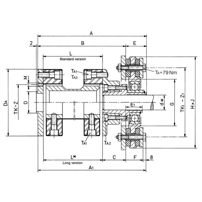 Allpa Centaflex Flexibele schroefaskoppeling met stuwdruklager max. 250Nm (plezier)
