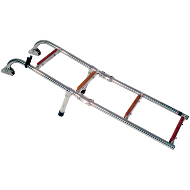 Allpa allpa RVS Zwemtrap  2+2-treden met teakhout bekleed  afm. uitgeklapt 235x880mm  buis Ø22mm